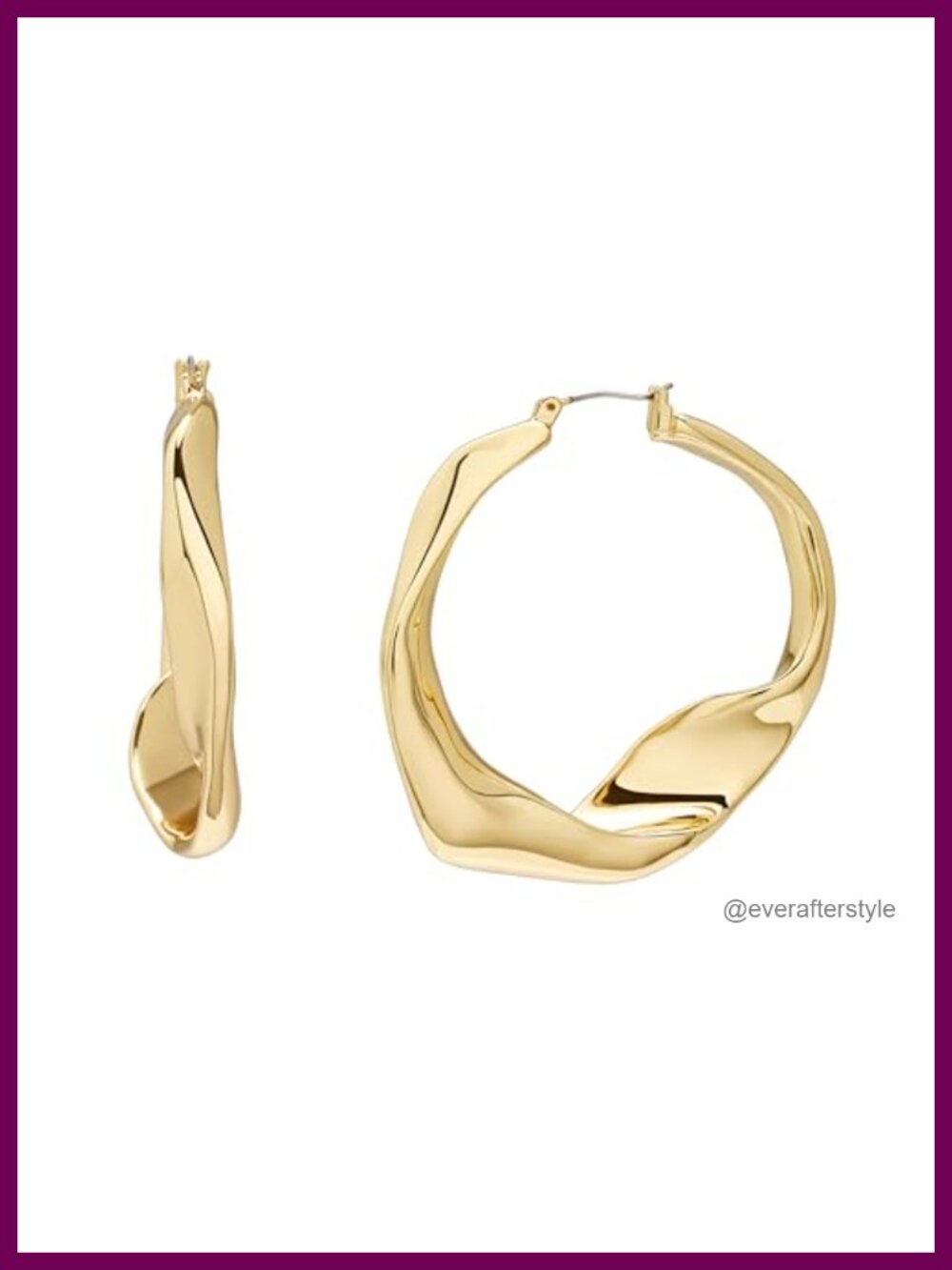 Sculpted Twist Hoop Earrings Click-Top Lightweight 2" Large Statement